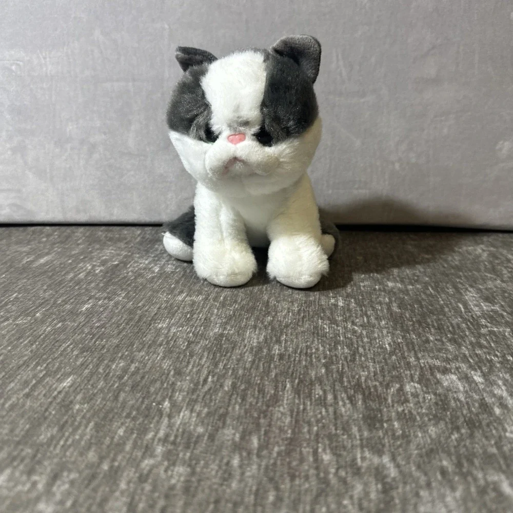 TY Beanie Babies Yang Plush Cat Gray‎ White Velve TY Kitten 6